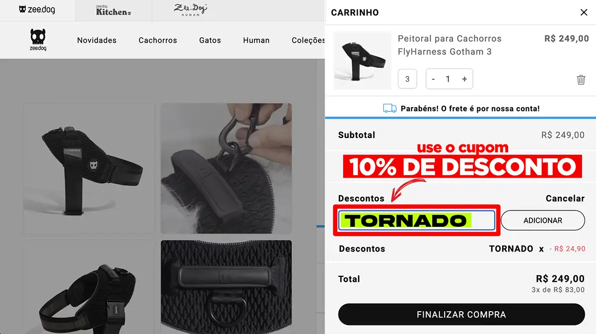 cupom tornado-zeedog